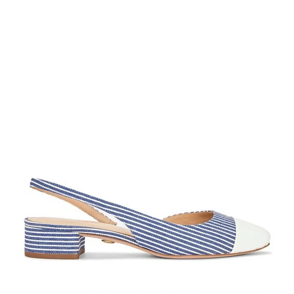 Veronica Beard Blue and White Cecile Slingbacks - Picture 3 of 11